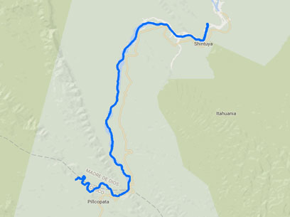 Manu Rafting 5 Days Overview Map