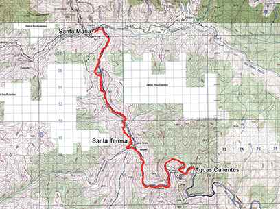 Inca Jungle Trek Topographical Map